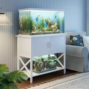 APPOLYN 40-50 Gal Aquarium Stand with Cabinet Storage, White