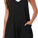 LILBETTER Women's Summer Casual Sleeveless Rompers Loose Spaghetti Strap Shorts Overalls Jumpsuit with Pockets (XX-Large, Black)