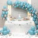 RUBFAC 129pcs Dusty Blue Balloons Different Sizes 18 12 10 5 Inch Latex Haze Blue Balloon Garland Arch for Party Decoration Birthday Wedding Engagements Anniversary Baby Shower Party Supplies