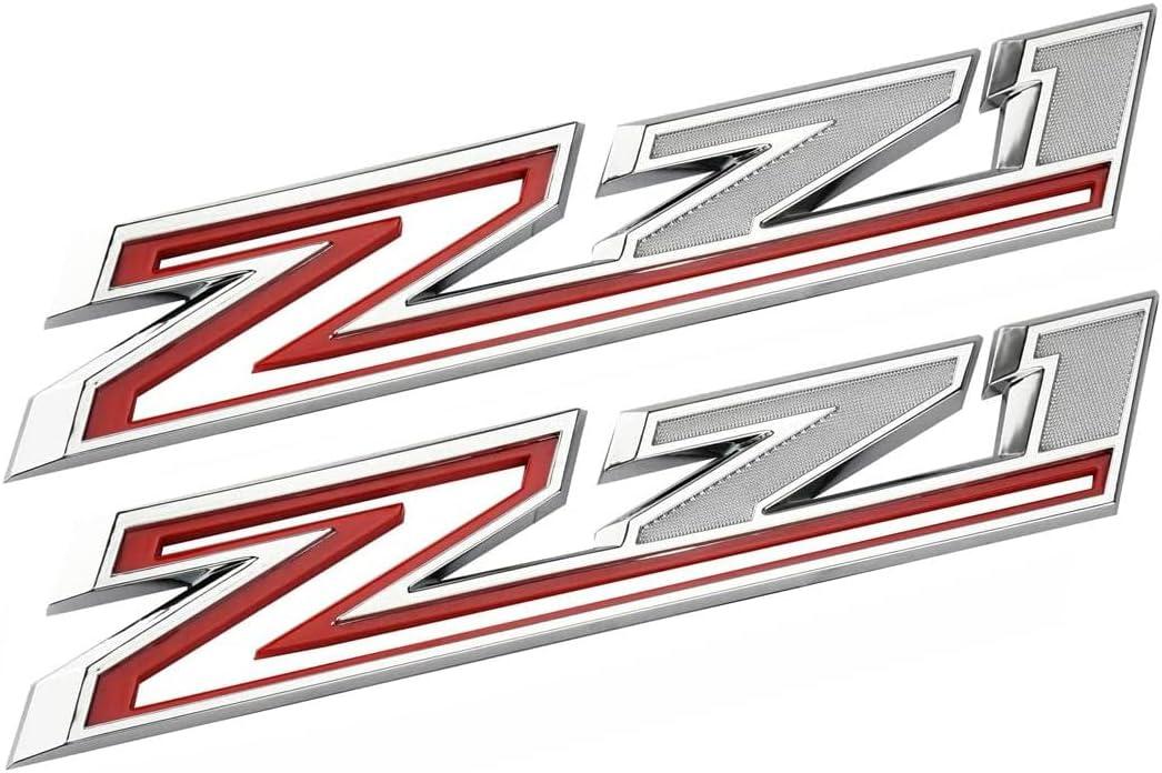 2pack 2019-2026 OEM Z71 Emblems Side Left & Right Badges Compatible with Silverado Tahoe Suburban 84632695 (Gloss Chrome Red)
