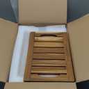 14" Compact Teak Shower Stool with Shelf & Handle - Waterproof, Non-Slip Bath Bench for Small Bathrooms/Tub/Outdoor Use, 300 lbs Capacity (Patented) (14"W x 10" Dx 17"H)