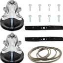 T1200 Spindle Deck Rebuild Kit Fits for 42" Cub Cadet MTD LT4200 T1000 T1400 T1800, Includes 2 Spindle 618-06991 918-06991, 2 Blade 742-04308 742-04312, 1 96 1/2" Belt 754-04060