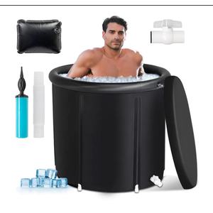 Outvita Ice Bath Tub for Athletes, 105 Gal Multiple Layered Portable Cold Plunge Tub with Cover for Recovery & Cold Water Therapy, Inflatable Ice Barrel for Family Gardens Indoor Outdoor Gyms Arena