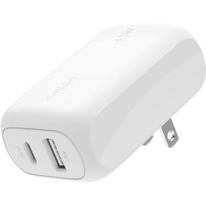 Belkin 42W Dual Port Charger Block, USB-C + USB-A Charger - Super Fast Charging - Samsung Galaxy S25, Apple iPhone 16, 15, 14, 13, Pro, Plus, iPad, MacBook, Pixel, Nintendo Switch 2 & More - White