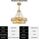 24“ Crystal Chandelier Ceiling Fan with Lights, (Luxury Gold) | Double-layer Chandelier, 6-Speed, Reversible DC Motor, 8-Lights, E12 Base, Modern Style for Bedroom, Living Room