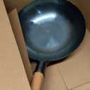 YOSUKATA 13.5 Blue Carbon Steel Wok Pan Pre-Seasoned Flat Bottom Wok Compatible with open fire, gas, electric, ceramic, induction cooktops -Traditional Chinese Pan for Stir Fry, BBQ, Grill, Camping