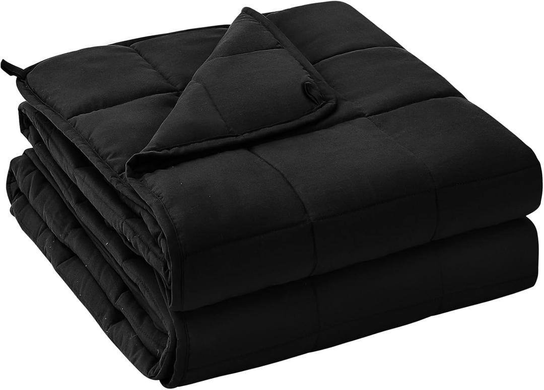 yescool Weighted Blanket for Adults (25 lbs, 60" x 80", Black) Cooling Heavy Blanket for Sleeping Perfect for 240-260 lbs, Queen Size Breathable Blanket with Premium Glass Bead, Machine Washable