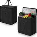 JUNGYOON 2-Pack Heavy-Duty Insulated Grocery Bags & Insulated Bag  Collapsible Cooler Bag with Zippered Top | Reusable Shopping Bags for Groceries, Picnics, Easy Storage(M Black)
