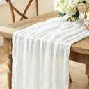 White Table Runner, 10FT Ivory White Cheesecloth Boho Gauze Table Runner for Wedding Bridal Shower Baby Shower Birthday Tea Party Decorations