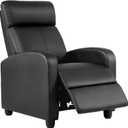 BestMassage | Recliner Chair | No Massage Function | Leather Black | with Lumbar Support, Adjustable Push Back, Wide Armrests, Footrest & Padded Seat | Easy Assembly | for Living Room, Home Theatre