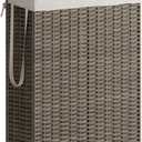 Rolling Laundry Hamper with Wheels and Lid, 90L Slim Laundry Basket with Removable Bag, Foldable Handwoven Rattan Laundry Sorter, Narrow Dirty Clothes Basket Organizer, No Assembly, Grey
