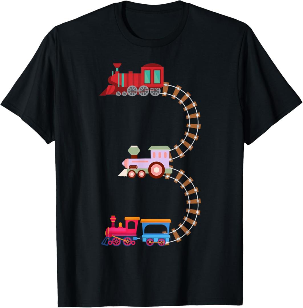 3rd Birthday Train Railroad Themed Fun 3 Years Old Boy Train T-Shirt, 3T