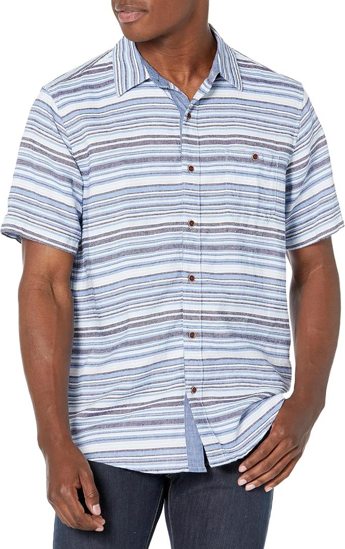 Gymboree Men's Short Sleeve Button Up Shirt (Blue, XXL)