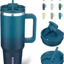 BJPKPK 40 oz Tumbler With Handle Insulated Tumblers With Lid And Straw Stainless Steel Thermal Cup,Indigo Black