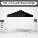 10x10 Pop Up Canopy, 300D Silver Coated Black Fabric Outdoor Gazebo, Beach Tent Slant Legs with Storage Bag,Easy Up Sun Shade Shelter Tents with 8x8 Top Cover for Patio,Party