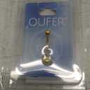 OUFER Titanium Belly Button Rings, Internally Threaded 14mm Long Belly Ring, Round CZ Navel Rings for Women Men (Gold)