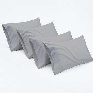 100% Egyptian Cotton Standard Size Pillowcases Set of 4, Light Grey Solid | Breathable, Long-Lasting, Cooling & Durable Hotel Quality Pillow Covers, Standard - Pack of 4