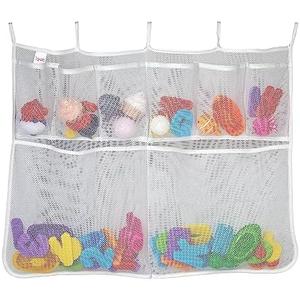 Lilly's Love Bath Toy Storage - Extra Large 20 x 32 inch Bathtub Toy Holder + 5 Locking Hooks, Quick Dry & Easy for Kids to Put Bath Toys Away, Set of 2
