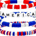 America Red White Blue Beaded Bracelets 4pc