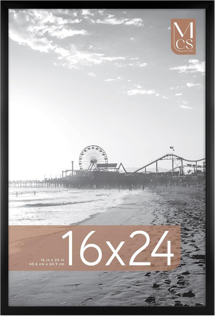 MCS Foundation 16x24 Poster Frame Traditional Black, Vertical & Horizontal Wall Hanging Large Picture Frame for Photos, Posters & Art Prints (1-Pack)