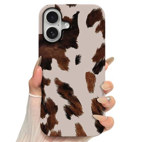 Skyseaco for iPhone 16 Case, Treny Cow Print Phone Case Hybrid 2-Layer Hard Shell,Shockproof Soft for Girl Women Boy Men