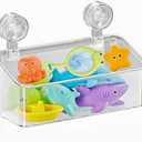 Clear Bath Toy Storage With Suction Cup,Large Bath Toy Holder,Reusable Bath Toy Organizer,Suction Cup Shower Caddy,Remove Without Adhesive