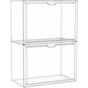 Clear Acrylic Display Case with Magnetic Lid-Dustproof Plastic Book Storage box,Clear Box,Purse Storage Organizer,Action Figure Display Case,Acrylic Sneaker Shoe Box(2 Pack)