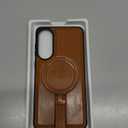 for Samsung Galaxy S25 Edge Leather Case with Stand, Anti-Slip Grip Ring, Fits for MagSafe (Brown, S25 Edge-6.7inch)