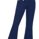 Desol Flare Jeans for Women Strechy Bell Bottom Pull On Jeans High Cross Waisted Tummy Control Bootcut Pants with Pockets (X-Large, Darkblue)