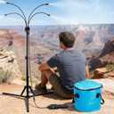 Standing Misters for Outside Patio, 5.3 FT Adjustable Height Misting System with Rechargeable Water Pump & Portable Bucket, No Faucet Needed, Outdoor Cooling Mister for Patio, Backyard, Porch & Lawn