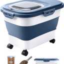 20-23 Lbs Dog Food Storage Container - Collapsible Dog Food Container with Wheels Airtight Lids, Scoop and Silicone Bowl, Pet Food Storage Dry Food For Dog, Cats and Other Pet (Blue)