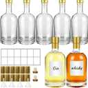 16 Oz Clear Glass Bottles with Cork, 4 Pack Clear 500ml Liquor Bottles, Thick Heavy Base Airtight Wine Bottles for Beverages, Liquor, Whiskey, Oil, Vinegar, Wedding Favors & Crafts
