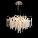 Tree Branch Chandelier Silver D23.7 Modern Round Raindrop Crystal Chandelier Ceiling Pendant Light Fixtures for Dining Room, Kitchen Island, Bedroom, Living Room