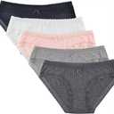KNITLORD Women's Underwear Cotton or Viscose Soft Bikini Panties Lace Trim Pack of 5 (Medium)