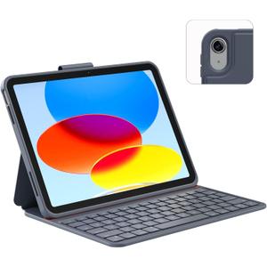 Case with Keyboard Compatible for iPad 10th Generation & 11th (A16, 2025): Bluetooth Wireless Magnetic Stand Rechargeable Keyboard with Pencil Holder (Grey)