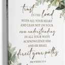 HIWX Christian Wall Decor, Proverbs 3 5-6 Bible Verses Sage Green Botanical Framed Canvas Painting Wall Art Decor, Religious Wall Art Home Decoration for Bedroom Living Room Church Office, 11x14