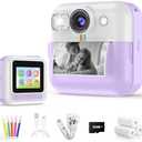 Kids Instant Print Camera, Christmas & Birthday Gift for Girls & Boys, Digital Camera with 32GB Card, 1080P Video, Portable Purple Toy for Ages 3-10