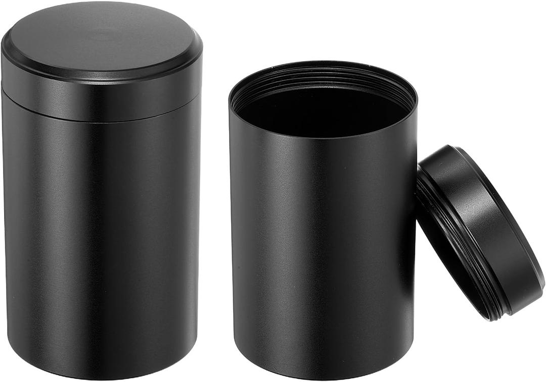 uxcell 2 Pcs Round Tea Canisters, 3.6" x 2.2" Portable Storage Jar Airtight Metal Tea Containers with Lids for Storing Coffee Beans Cookies Spices Candies Candles DIY, Black