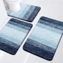 Arotive Bathroom Rugs Set 3 Piece, Extra Soft and Absorbent Bath Rugs, Machine Wash Dry Bath Mats for Bathroom, Toilet, Tub and Shower, 24x16, 30x20 and U-Shaped 24x20, Dark Blue