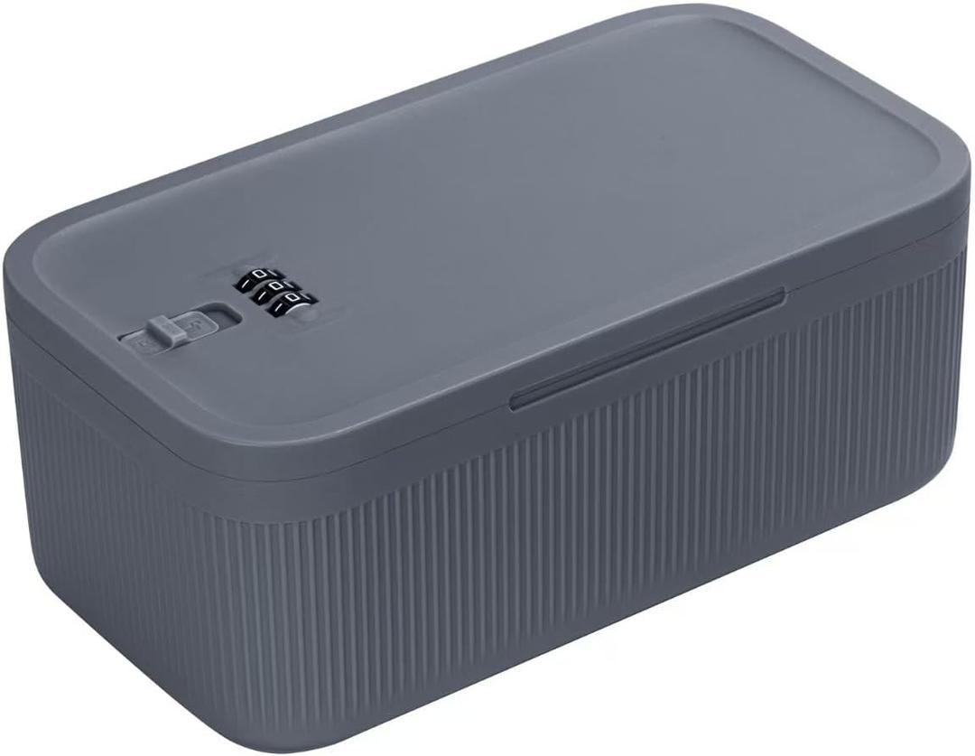 Refrigerator food and medicine storage box, food odor-proof storage box, snack mobile phone lock box, password medicine box (gray blue)