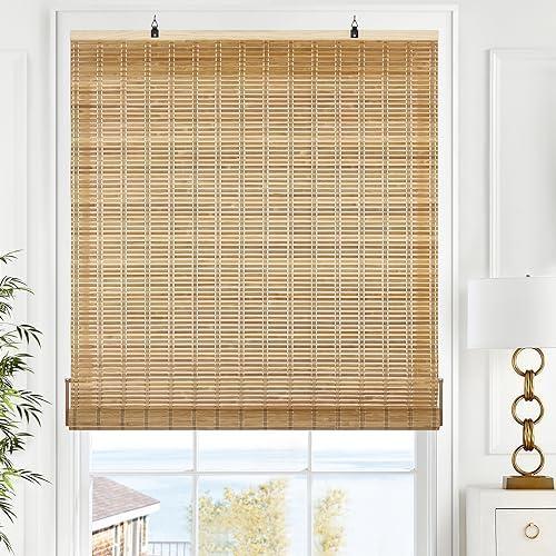 LazBlinds Cordless Bamboo Blinds, Roll Up Shades for Windows, Light Filtering Hanging Window Blinds, Bamboo Shades for Patio Indoor/Outdoor Porch, 36'' W x 72'' H, Brown206