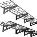 FLEXIMOUNTS 12-inch-by-72-inch Wall Shelf Garage Storage Rack Wall Mounted Floating Shelves,1x6ft ,Black, 2-Pack