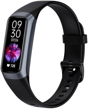 Fitness Tracker with 24/7 Heart Rate Sleep Blood Oxygen Monitor,IP68 Waterproof Smart Watch,1.10''AMOLED Touch Color Screen,Step Counter Health Activity Trackers for Women Men (Dark Black)