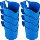 8 Pack Pool Cup Holders Poolside Cup Holder for Above Ground Pools Only Fits 2 Inch Or Less Round Top Bar Strong and Durable Easy to Clip on Pool