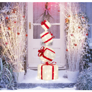 Set of 4 Christmas Lighted Gift Boxes Christmas Boxes… (White)