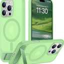 Temdan Magnetic Compatible with iPhone 16 Pro Case, [Built-in Invisible Kickstand][Compatible with MagSafe][Military Grade Shockproof] Slim Translucent Matte Phone Case for iPhone 16 Pro 6.3" (Light Green)