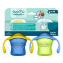 Evenflo Balance+ Trainer Cups for Baby, Blue and Green with Ergonomic Handles, 5oz, 2 Pack, Ultra Soft Spout, 6+ Months