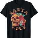 Vintage Santa Cruz California Tattoo CA Ink Skull T-Shirt (Small, Black)