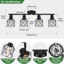 Baocuz 4-Lights Semi Flush Mount Ceiling Light, Adjustable Multi-Directional Light Fixtures, Rotatable Farmhouse Light Fixtures Mount with Metal Cage for Dining Room, Living Room