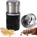 Electric Coffee Grinder, 28000rpm, Vegetable, Seed, Spice Grinding, Kitchen Wet Grinding and Dry Grinding 2-in-1, Removable Bowl, US Plug (Black, Dry Grind (1 Bowl))